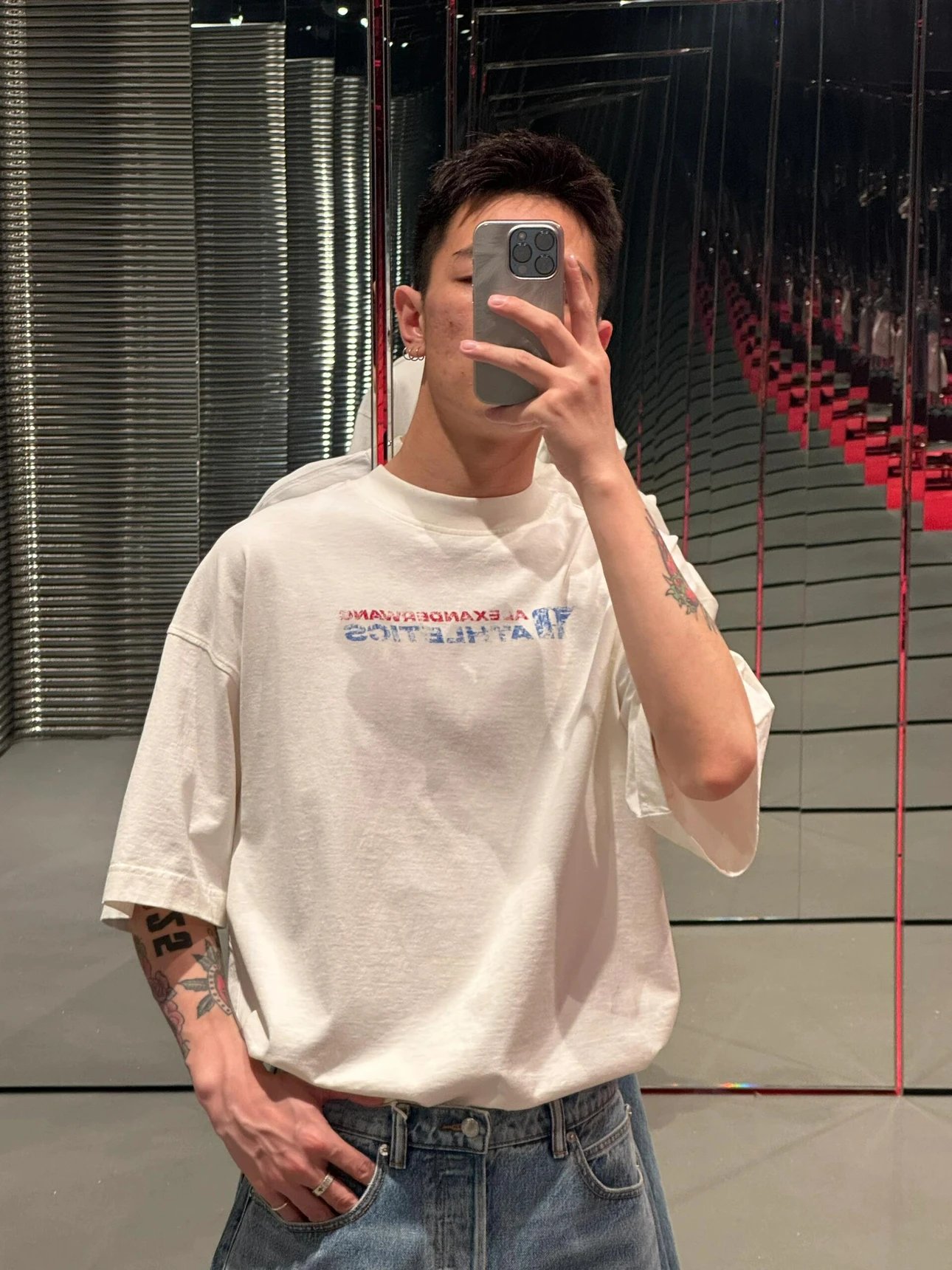 Item ID 8274 Alex@nder-Wang- king alexander -2025ss- Blurred letter print short sle