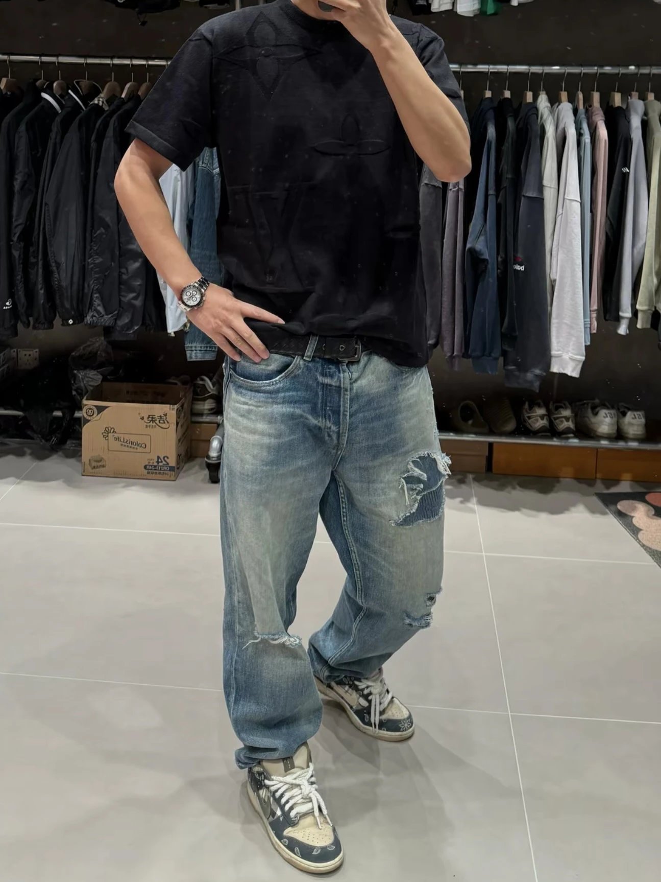 Item ID 8271 Advanced customization -2024ss- Large relief presbyopic knitted short