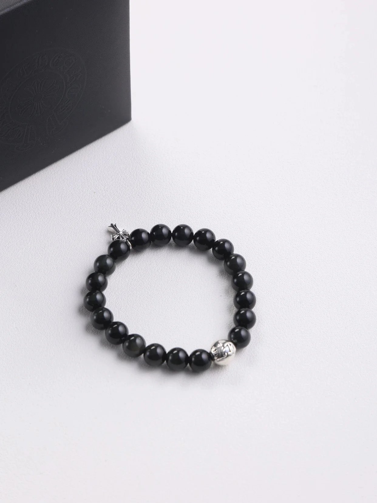 Item ID 8385 Two new colors added -Chrome-Hearts-CH- Crow heart - gemstone bracelet