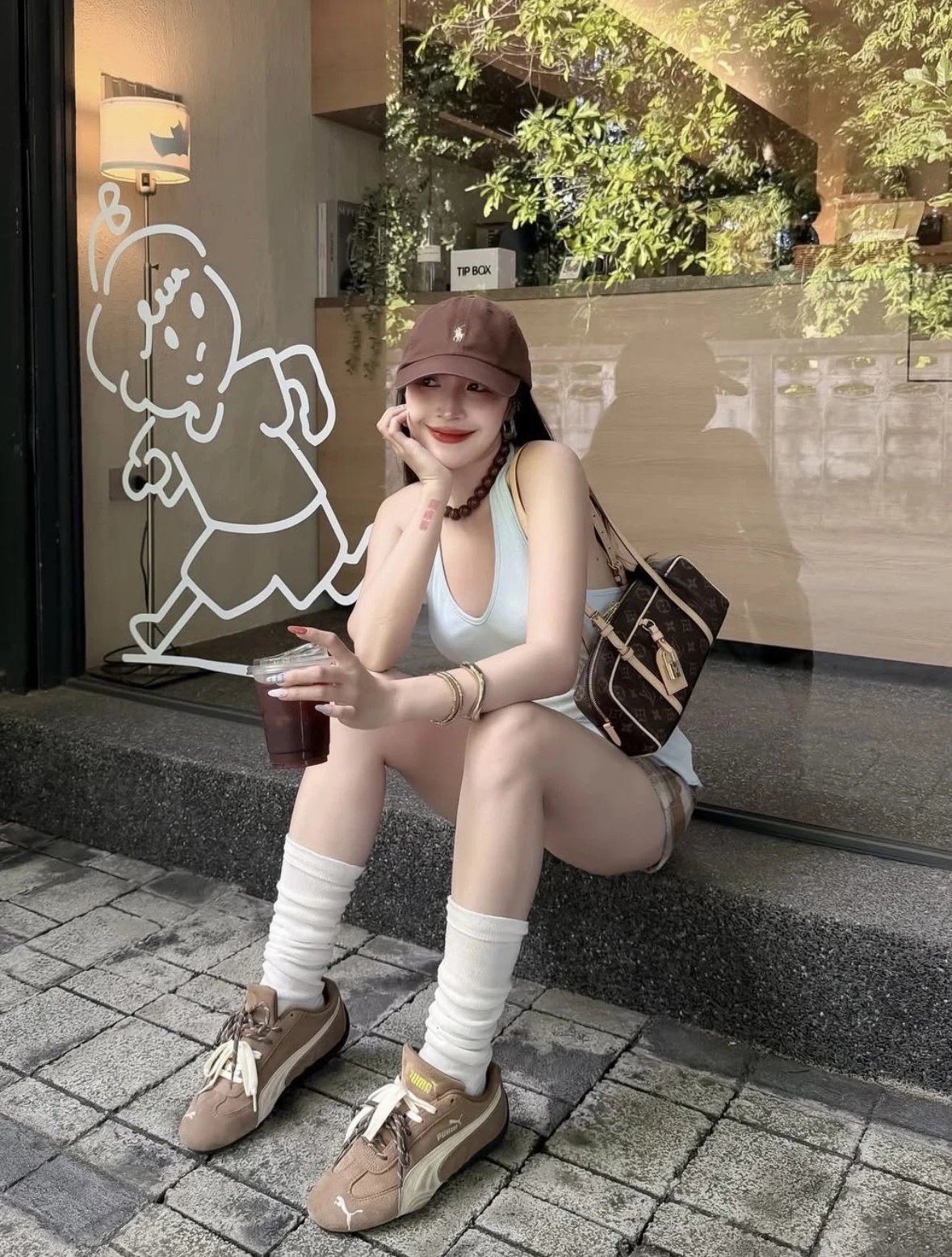 Item ID 8481 HANG-ON- retro classic -Monogram coated canvas - bowling bag handbag -