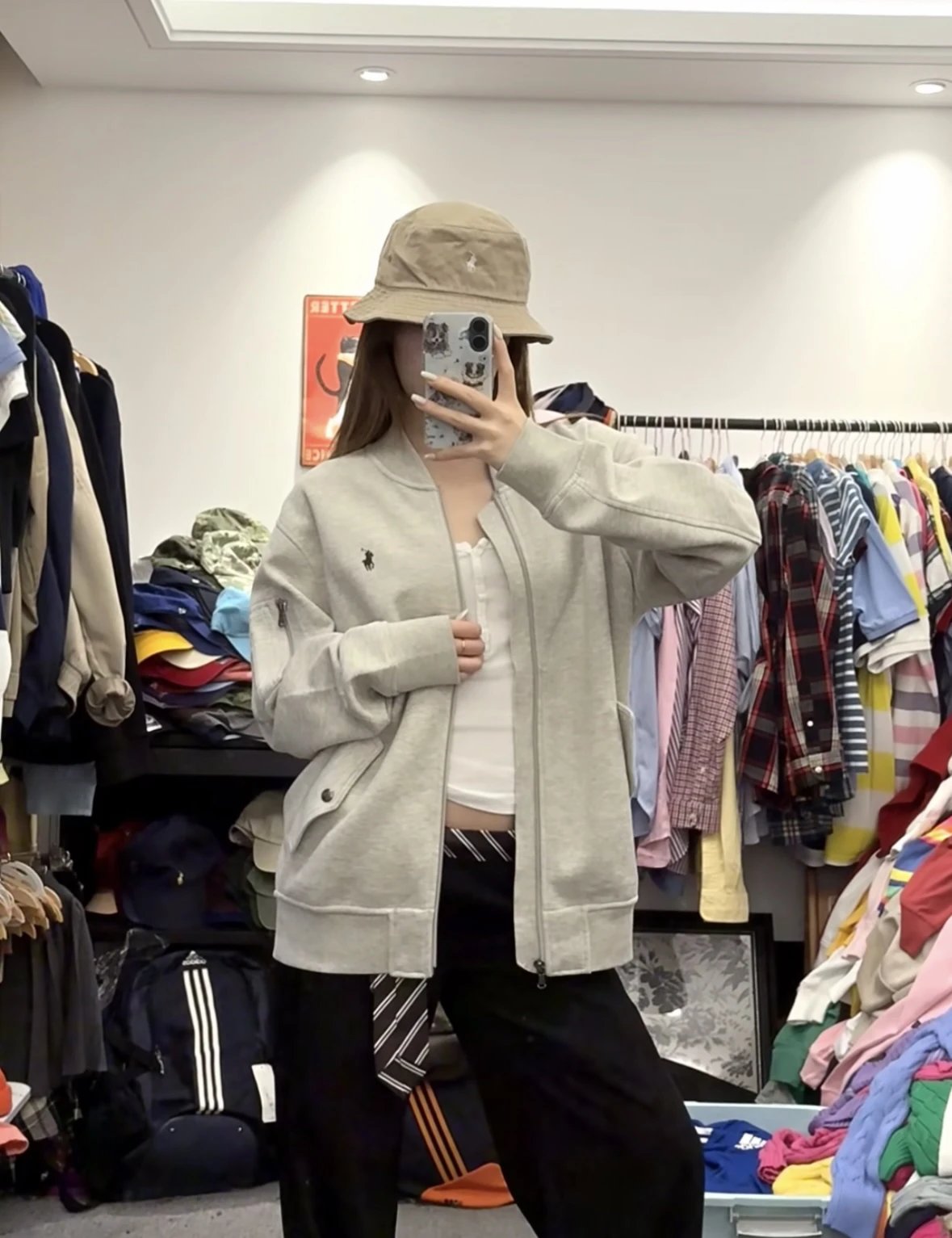 Item ID 8054 raff -FW23- solid color Logo Embroidered zipper long sleeve baseball j