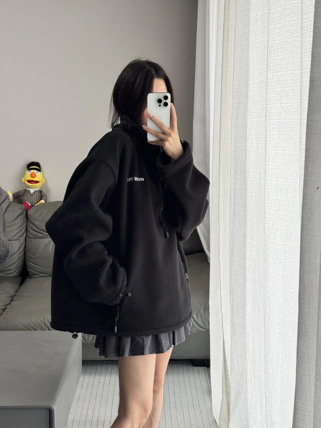 Item ID 8041 M1uMiu-2024-ss-fleece zipper jacket - Classic small label embroidered