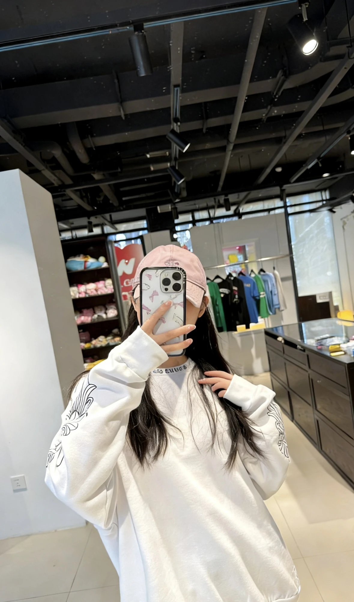 Item ID 8077 CH series “ Velvet lining ” Love vine printed round neck pullover long