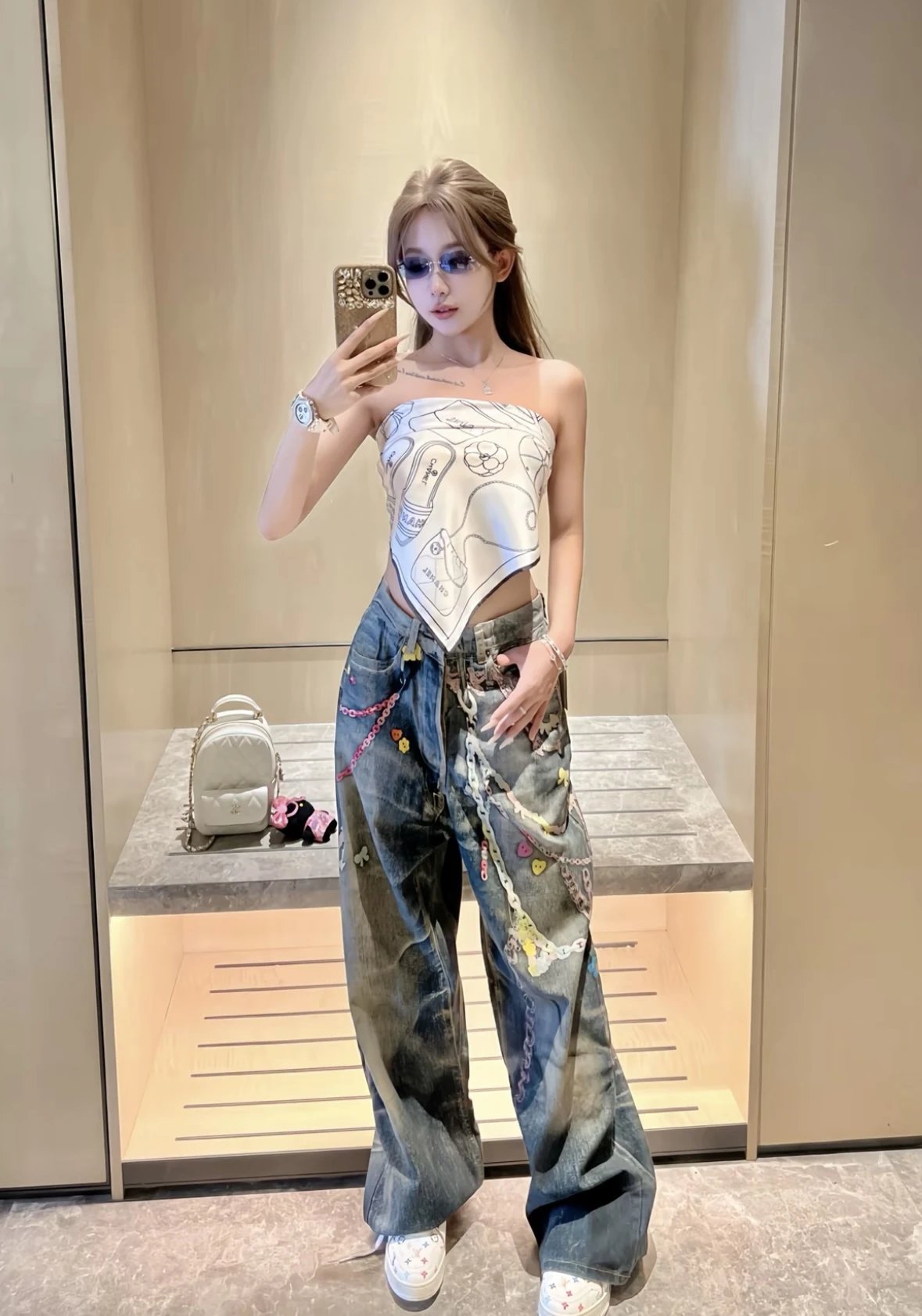 Item ID 8338 Acne-Studios-SS25 candy chain 3D printed jeans -“ full color 3D Conley