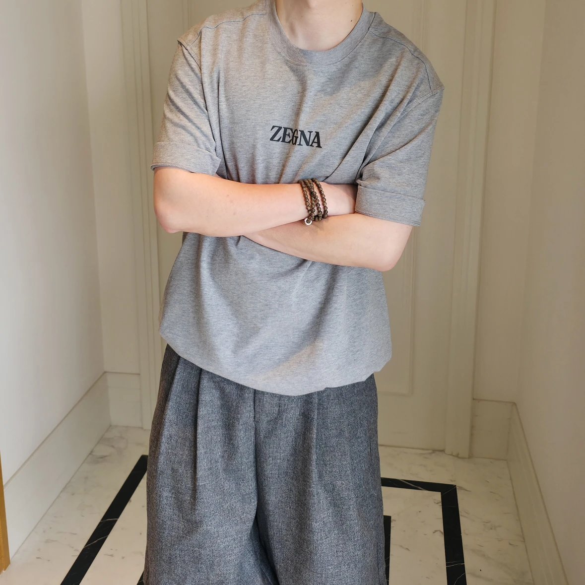 Item ID 8333 Zegna- Zegna -2024FW- Chest letter flocking heat transfer short sleeve