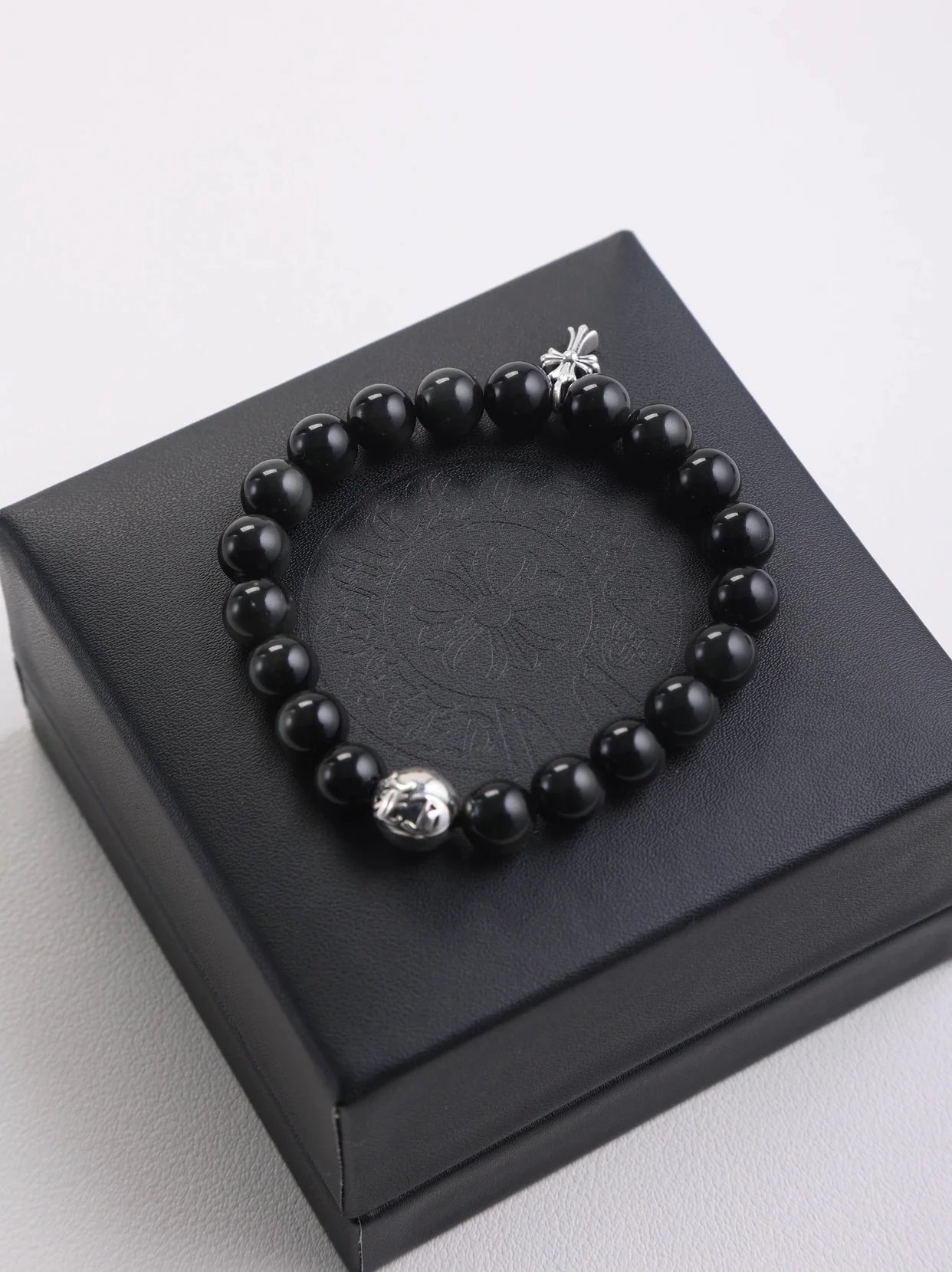 Item ID 8385 Two new colors added -Chrome-Hearts-CH- Crow heart - gemstone bracelet