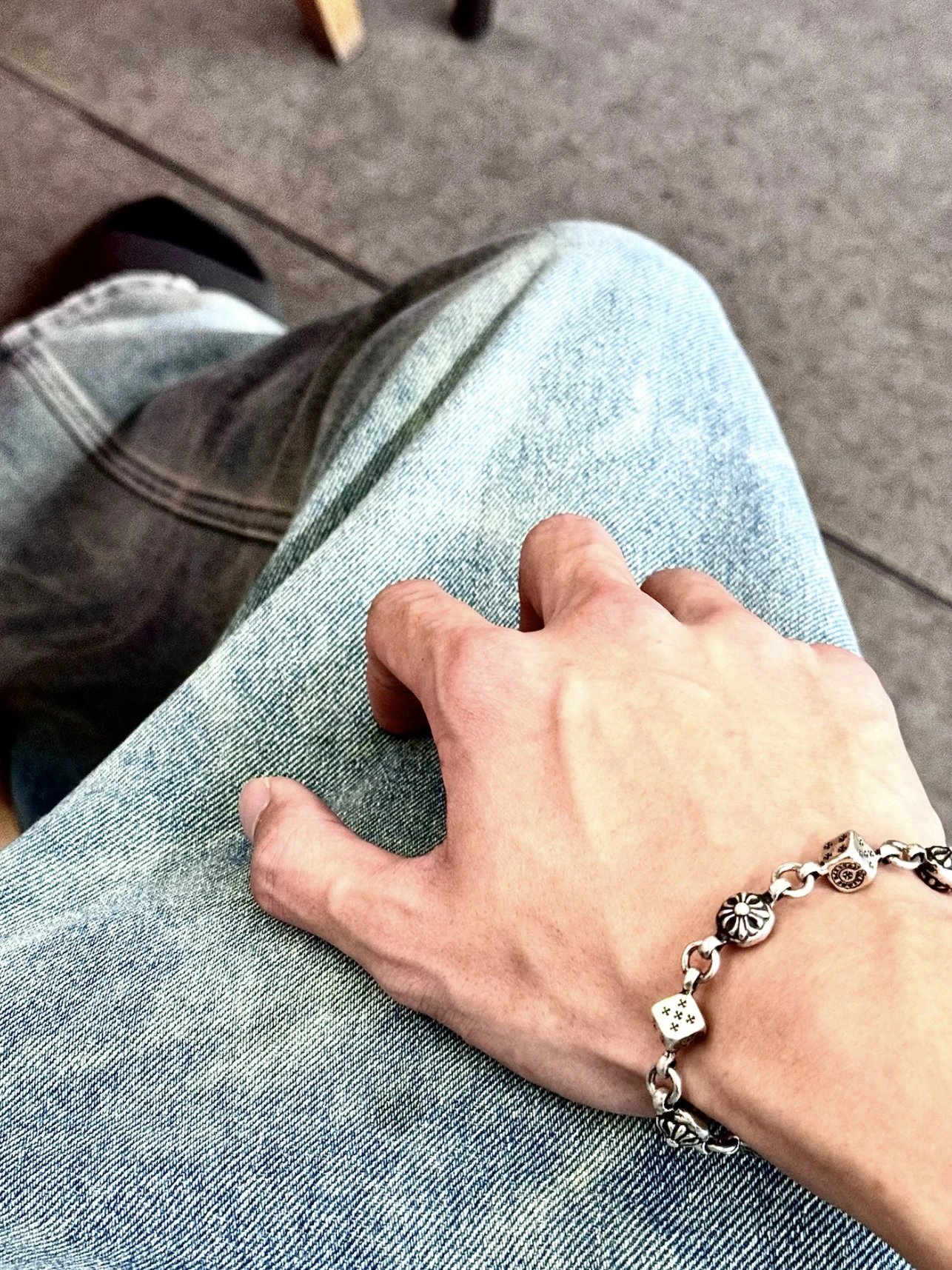 Item ID 8375 Chrome-Hearts- Crow heart - Cross dice bracelet -925 silver - Crow Hea