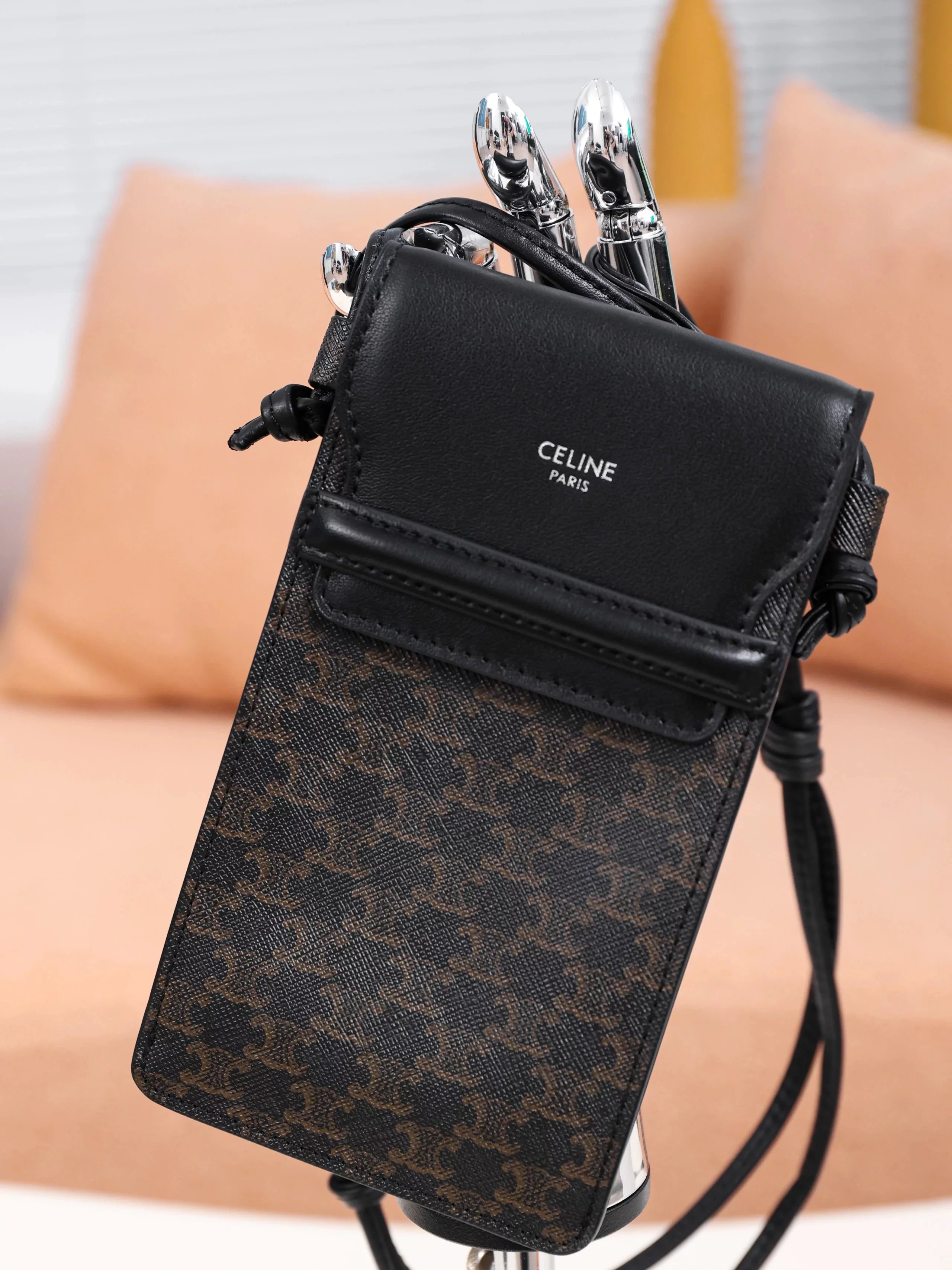 Item ID 8454 Celine-2022s-Celin-mini phone bag - Triumphal Arch printed vintage pho