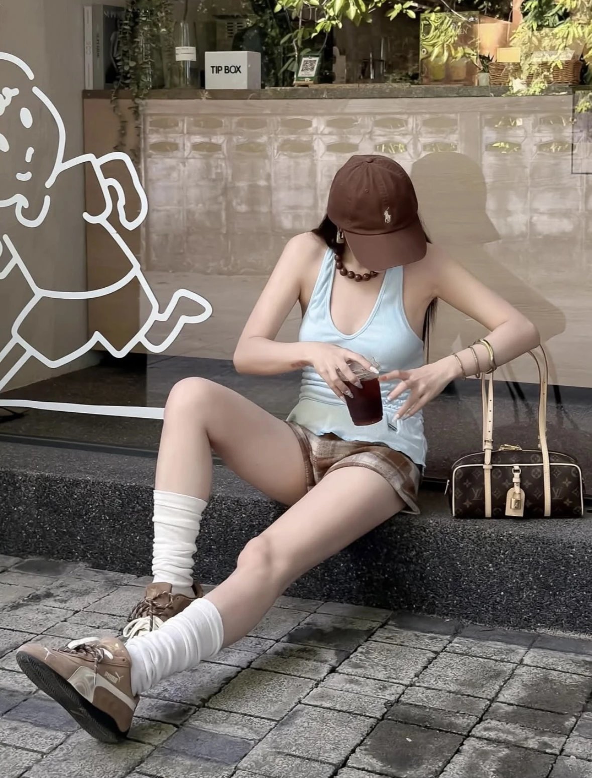 Item ID 8481 HANG-ON- retro classic -Monogram coated canvas - bowling bag handbag -