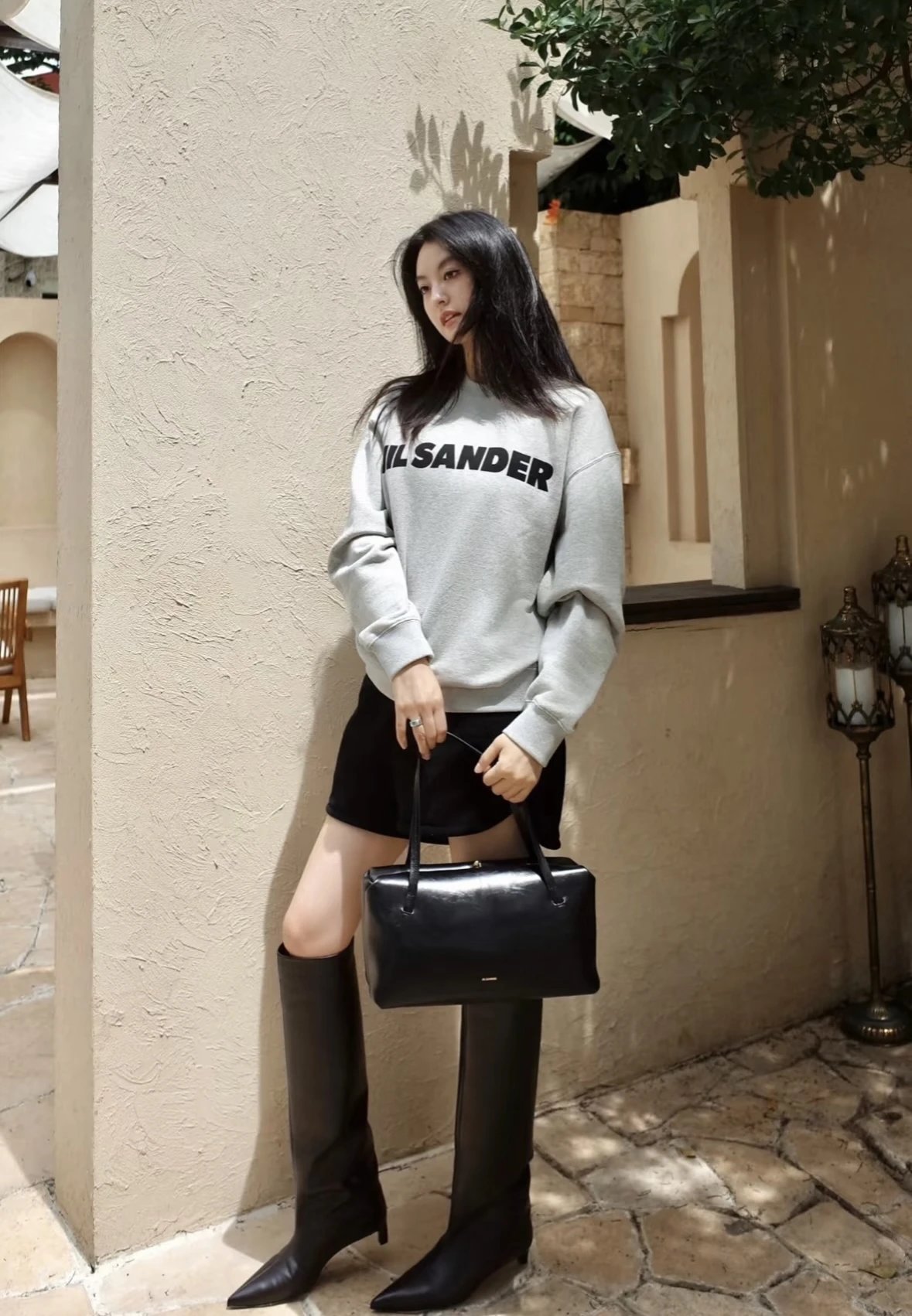 Item ID 8081 JILSANDER-logo printed sweatshirt - Ribbed crew neck loose long sleeve