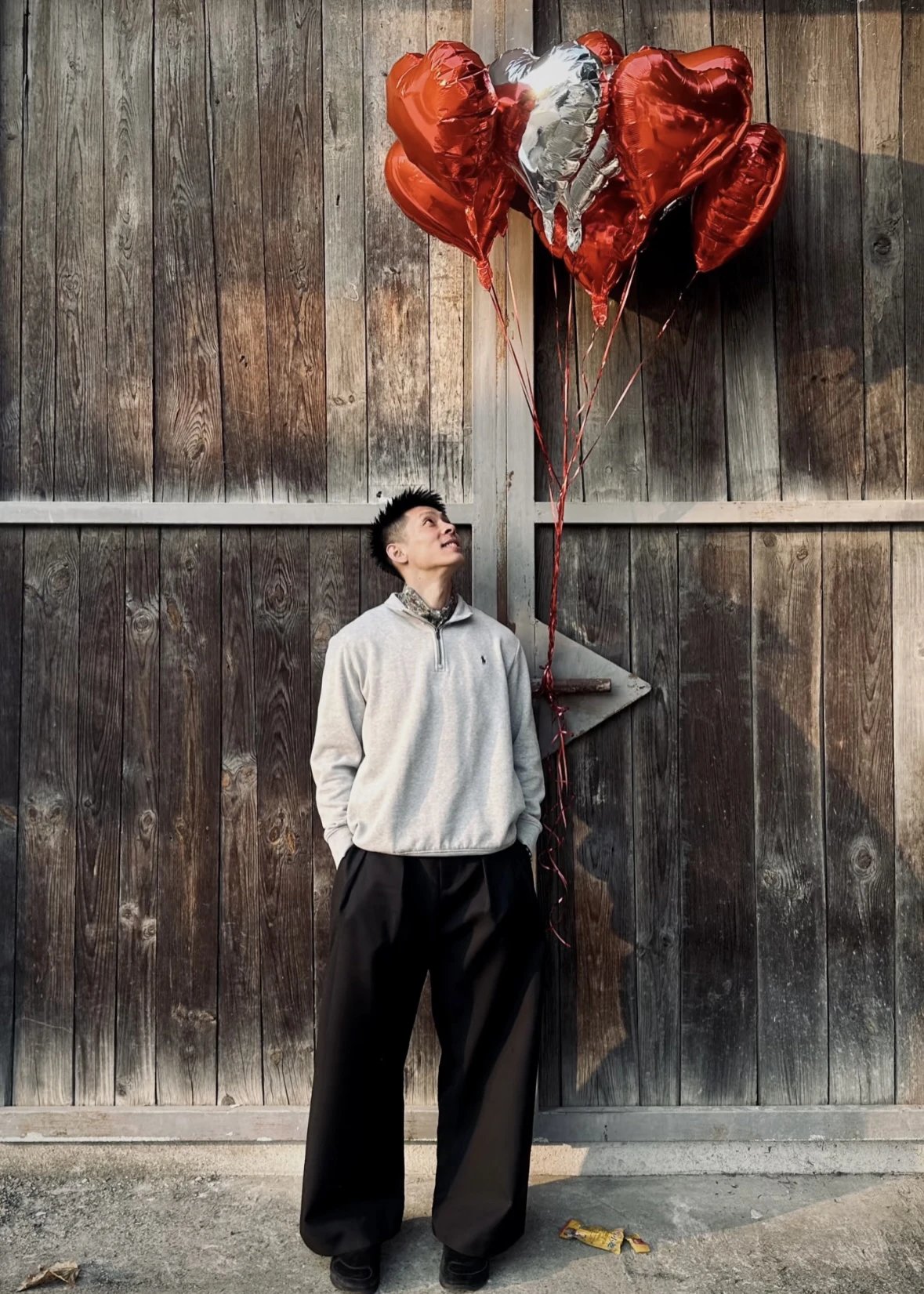 Item ID 8085 Love Pony logo embroidery “ Haute combed cotton ” men's half zip long