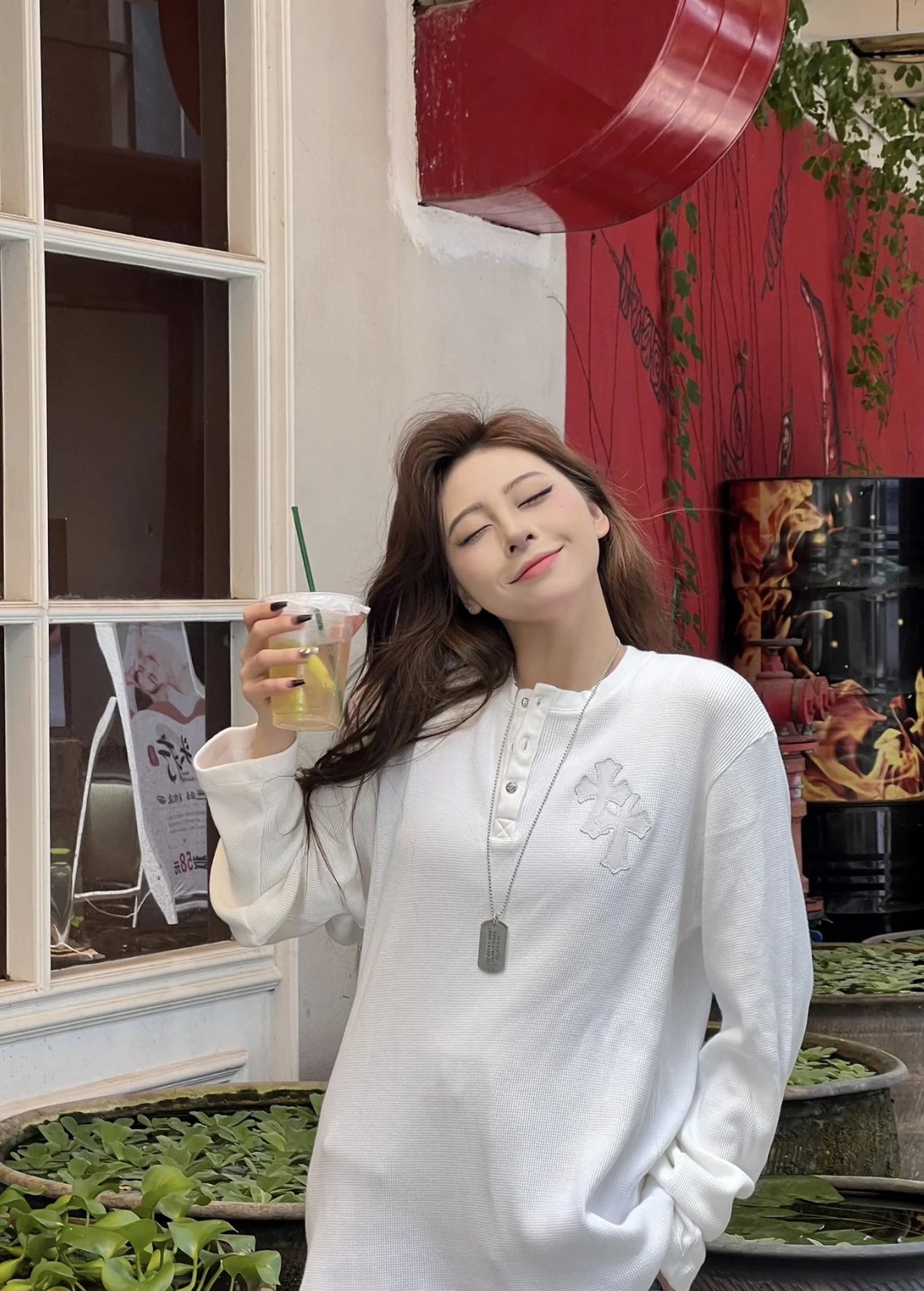 Item ID 8192 【 Pre-sale 15-20 Delivery within 1 day 】 Crow Heart Waffle Long Sleeve