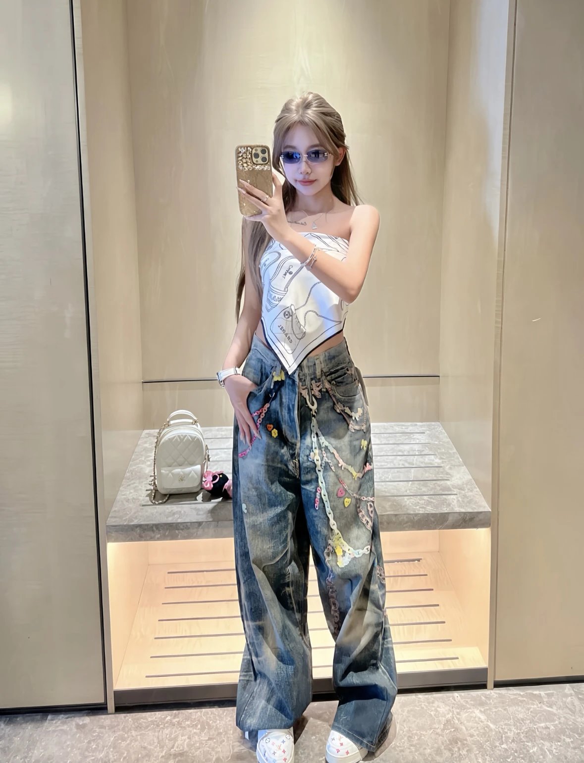 Item ID 8338 Acne-Studios-SS25 candy chain 3D printed jeans -“ full color 3D Conley