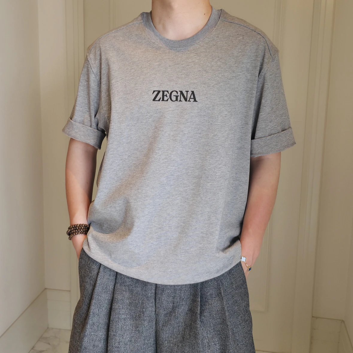 Item ID 8333 Zegna- Zegna -2024FW- Chest letter flocking heat transfer short sleeve