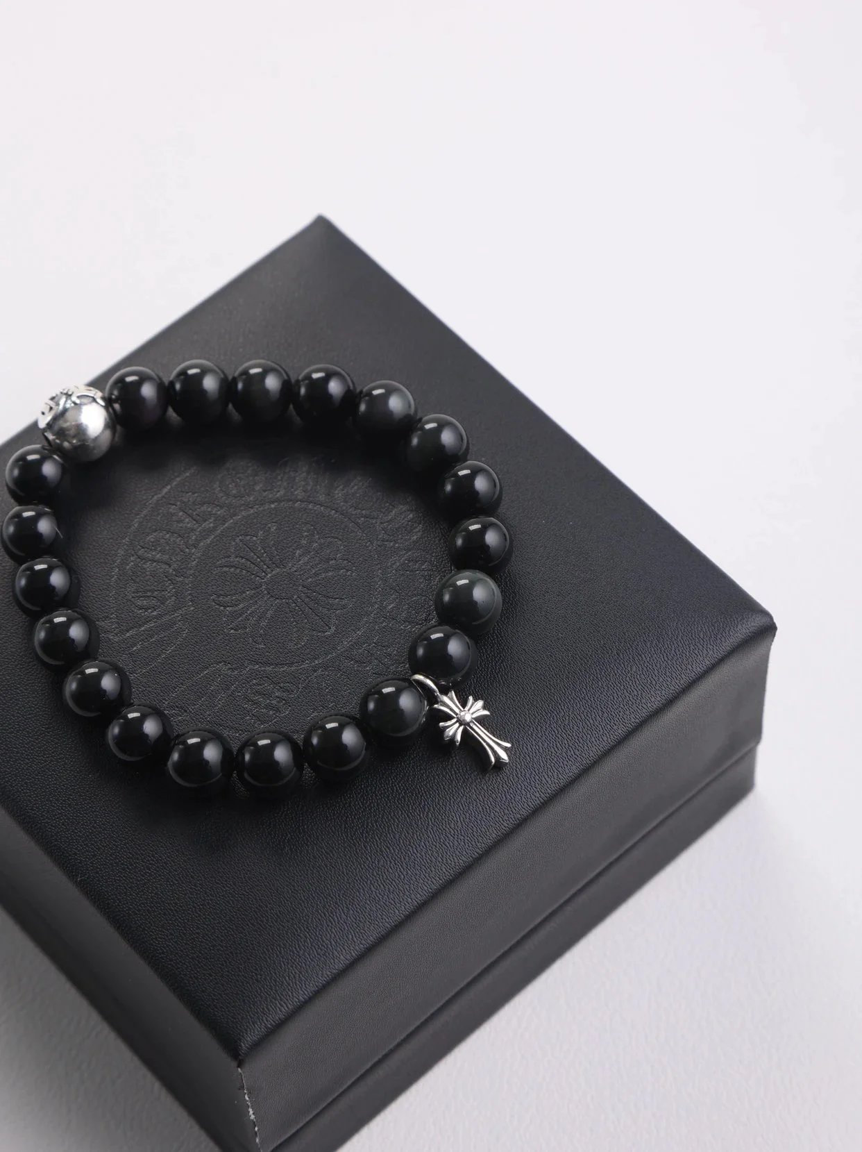 Item ID 8385 Two new colors added -Chrome-Hearts-CH- Crow heart - gemstone bracelet