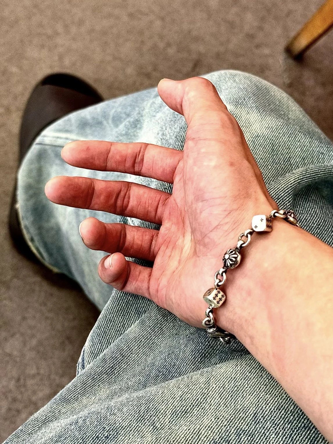 Item ID 8375 Chrome-Hearts- Crow heart - Cross dice bracelet -925 silver - Crow Hea