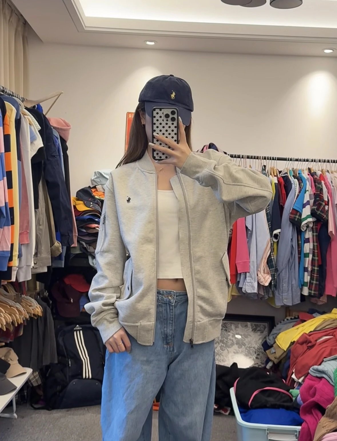 Item ID 8054 raff -FW23- solid color Logo Embroidered zipper long sleeve baseball j