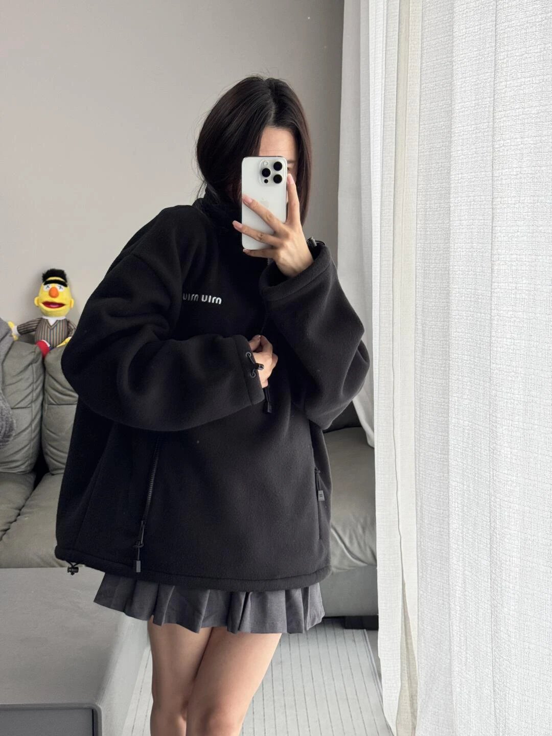 Item ID 8041 M1uMiu-2024-ss-fleece zipper jacket - Classic small label embroidered