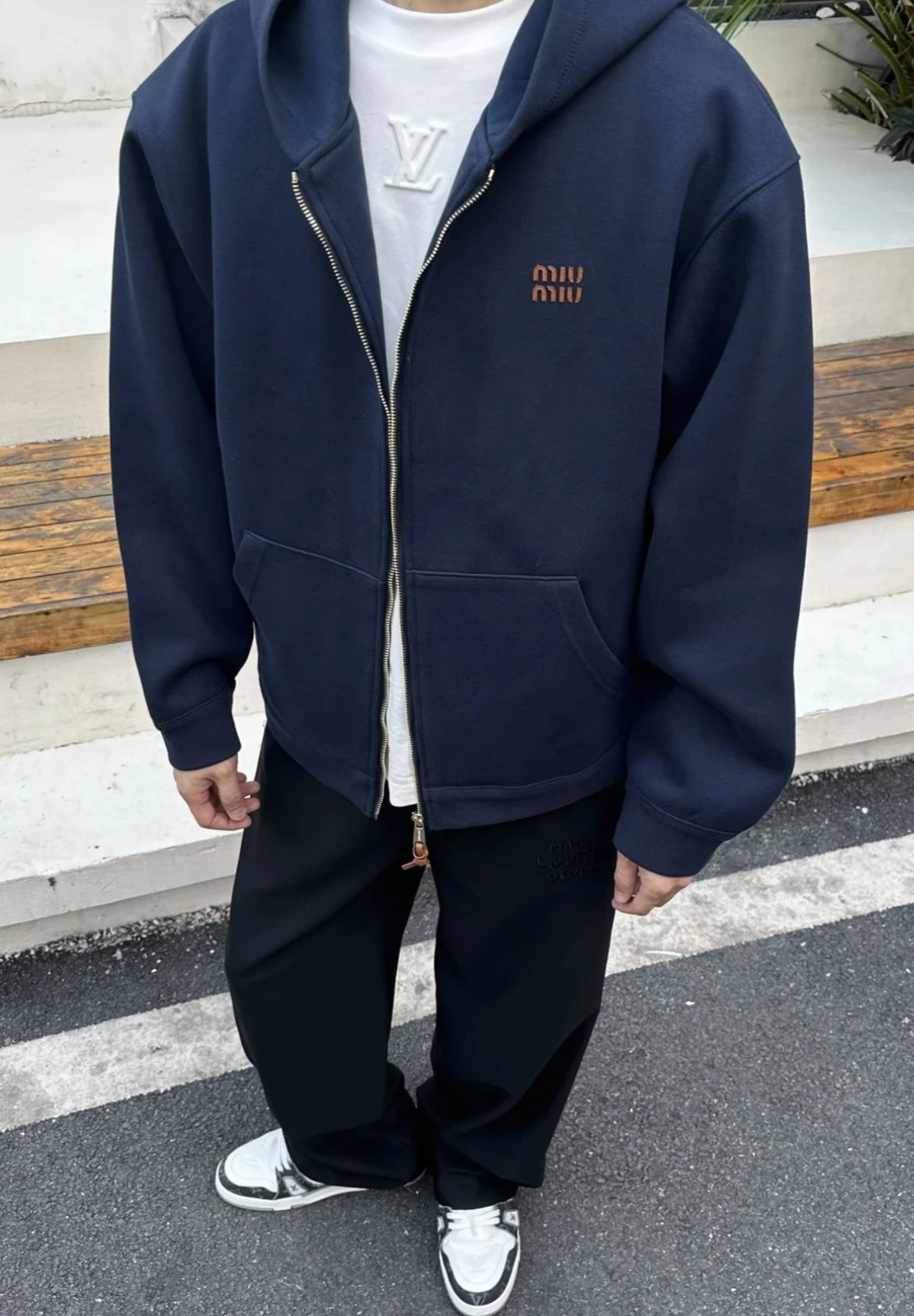 Item ID 8044 Miu Miu SS24- Custom hardware - letter Logo Printed zip hooded long-sl