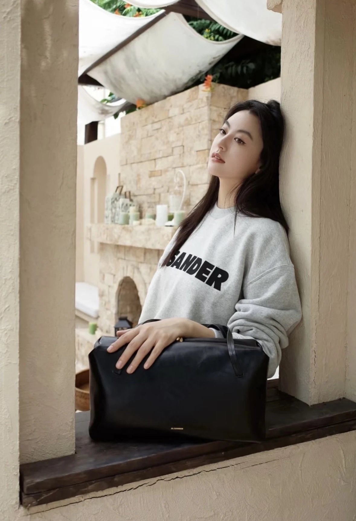 Item ID 8081 JILSANDER-logo printed sweatshirt - Ribbed crew neck loose long sleeve