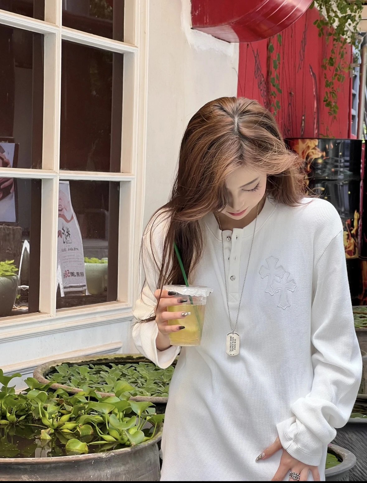 Item ID 8192 【 Pre-sale 15-20 Delivery within 1 day 】 Crow Heart Waffle Long Sleeve