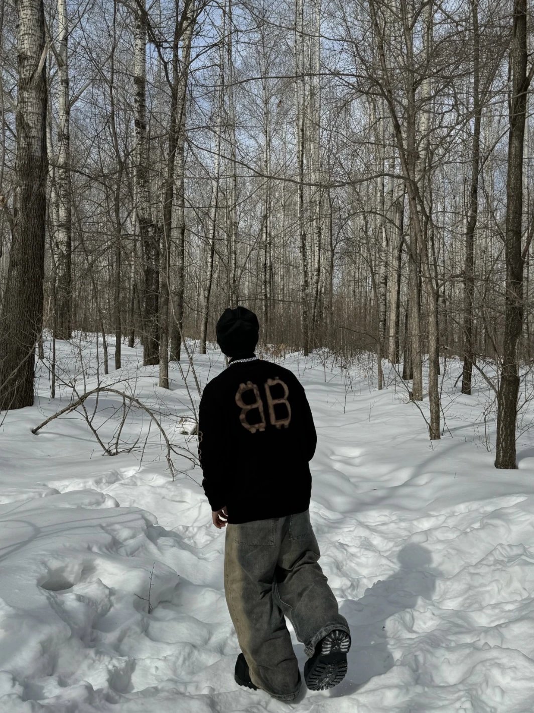 Item ID 8250 Balenci@ga- Paris -2024ss- Mud dyed double B printed sweater - turtlen