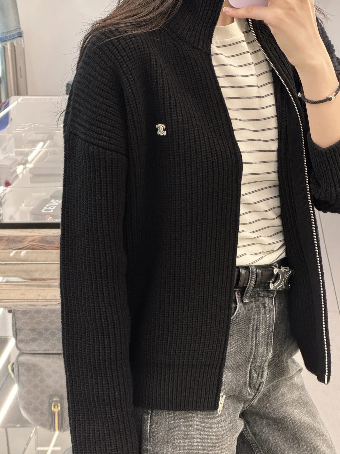 Item ID 8255 CEL1NE- ribbing “ wool blend ” turtleneck long sleeve sweater - Same s