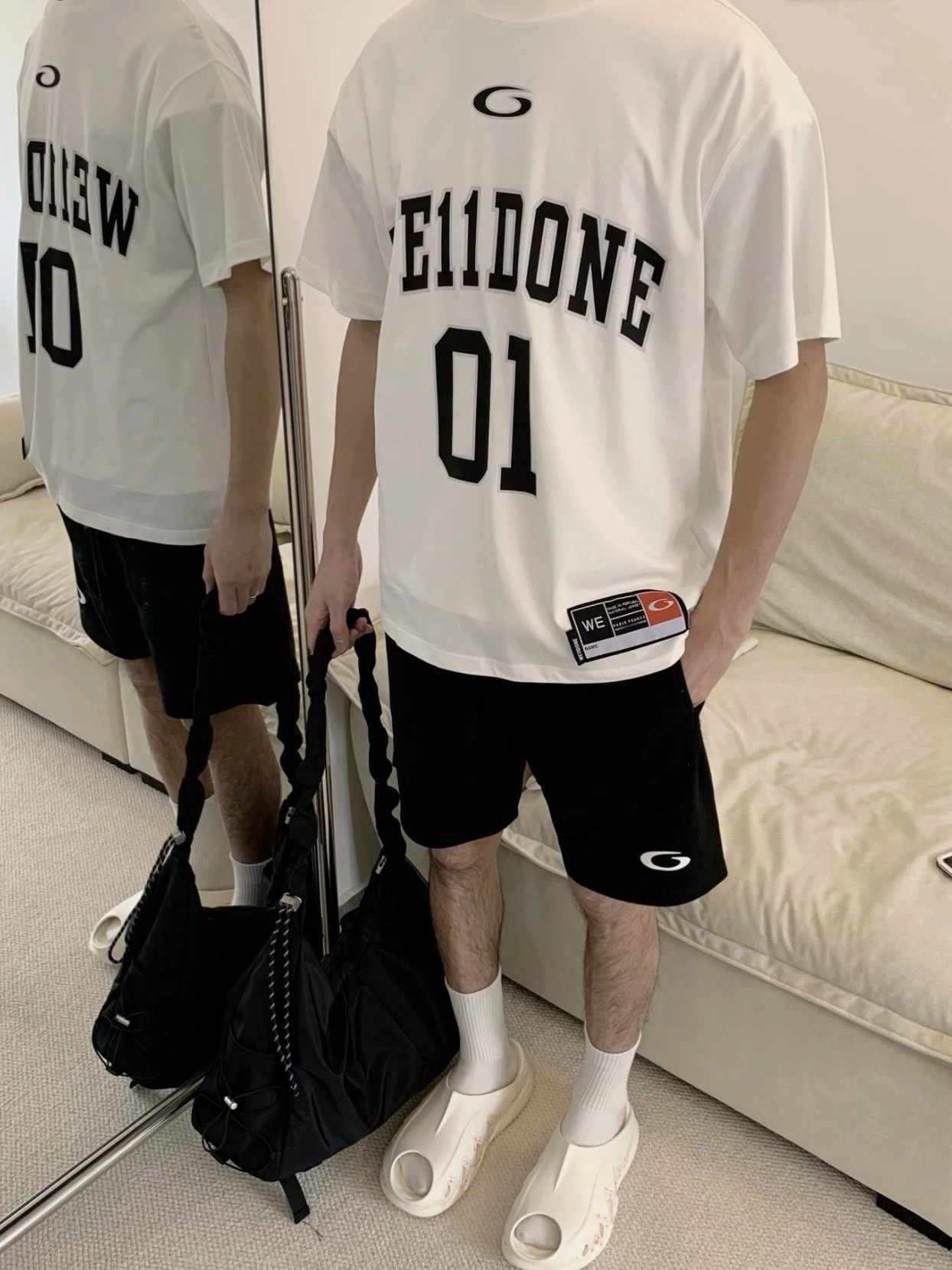 Item ID 8226 Balenci@ga- Paris -2025ss-G letter embroidered shorts - High weight te