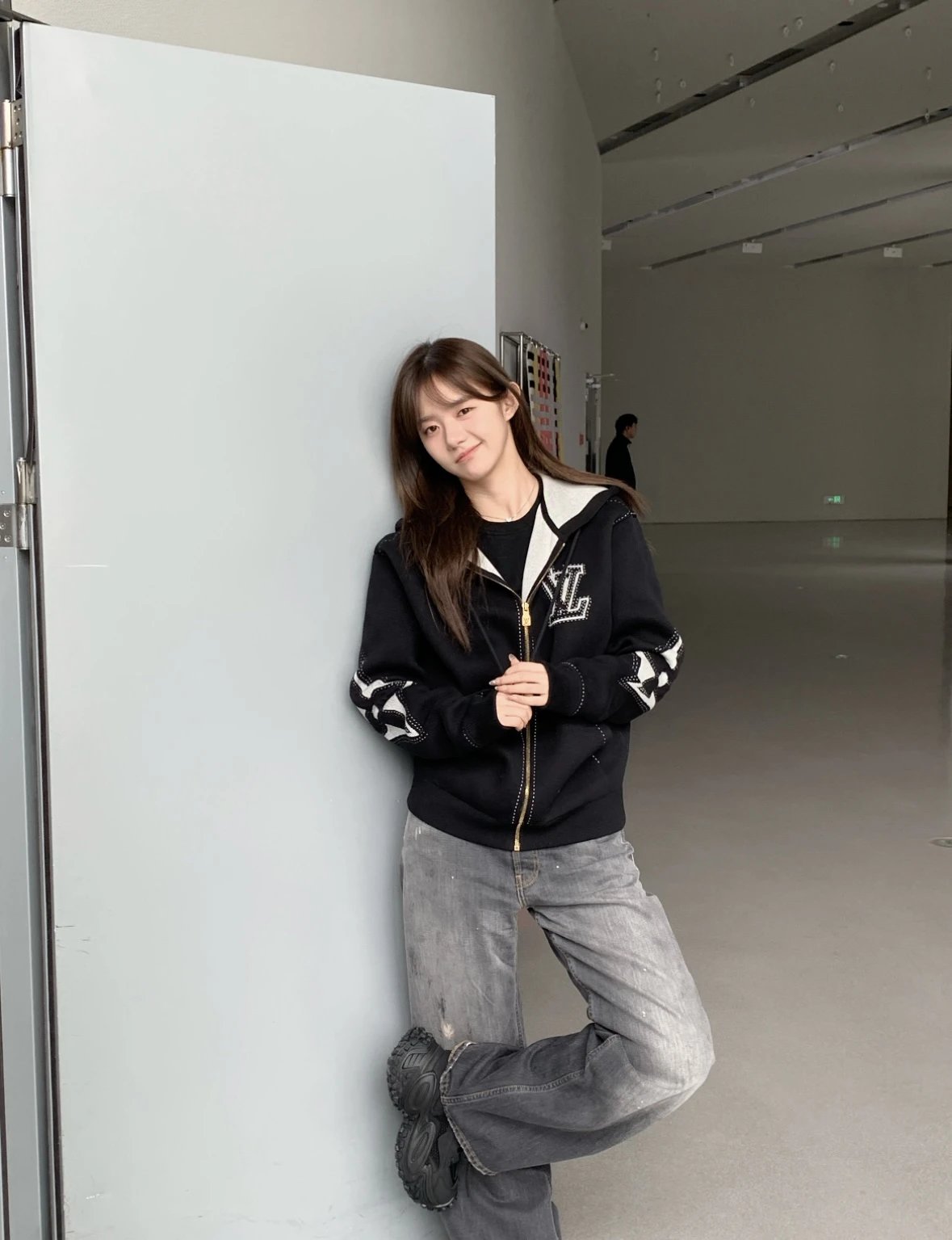 Item ID 8336 Acne Studios SS25-2006F Ink Splashed Loose Low Waist Wide Leg Ultra Lo