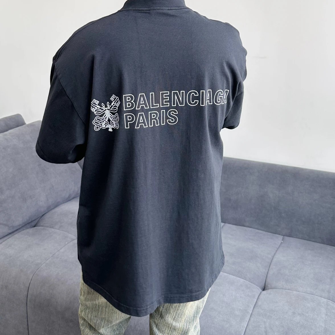 Item ID 8289 Balenci@ga- Paris-2025s - Double Keychain Compass Printed Short Sleeve