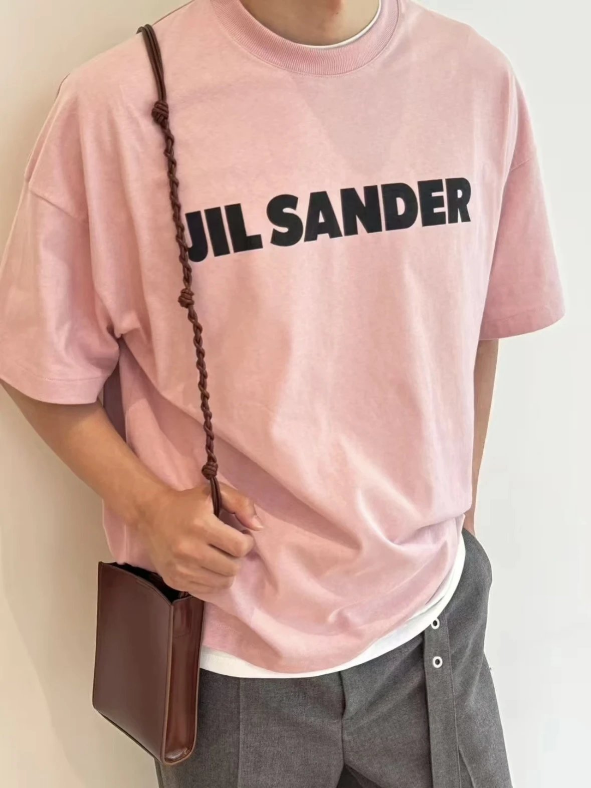 Item ID 8316 JIL - _Fixed dye fabric_ pink printed short sleeved logo letter printe