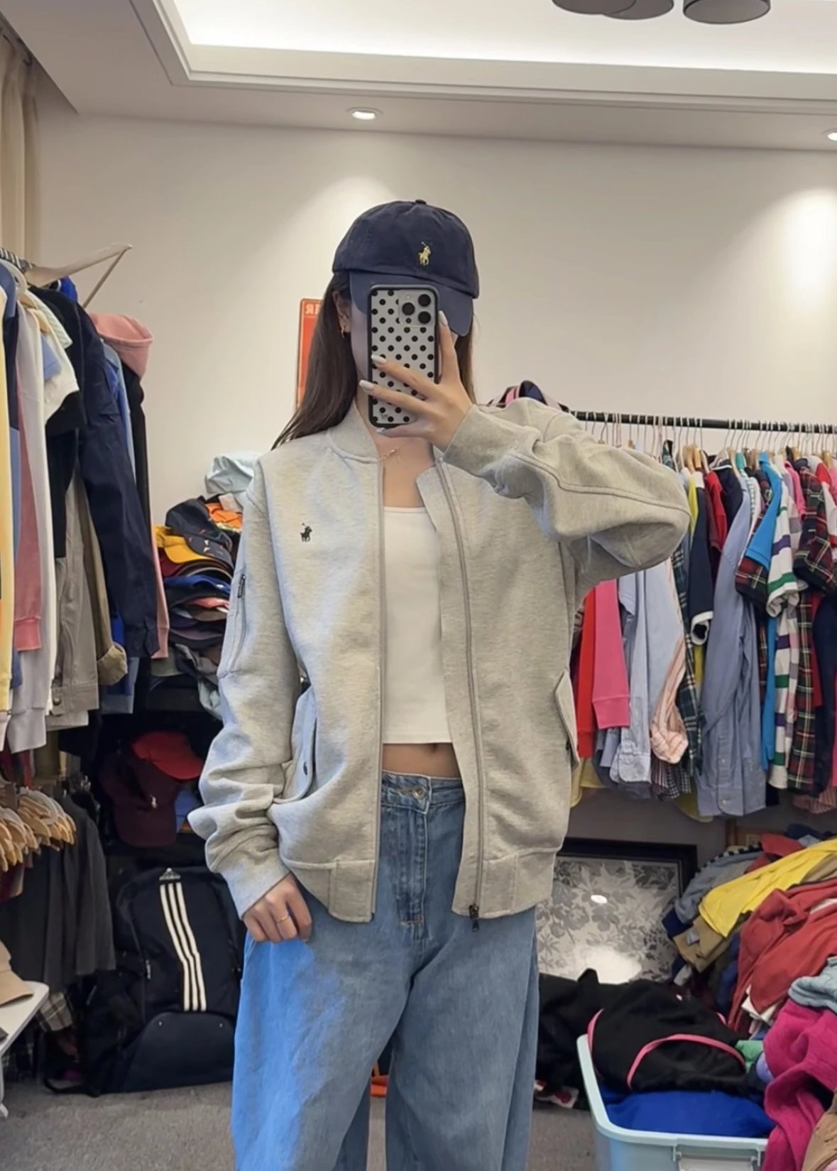 Item ID 8054 raff -FW23- solid color Logo Embroidered zipper long sleeve baseball j