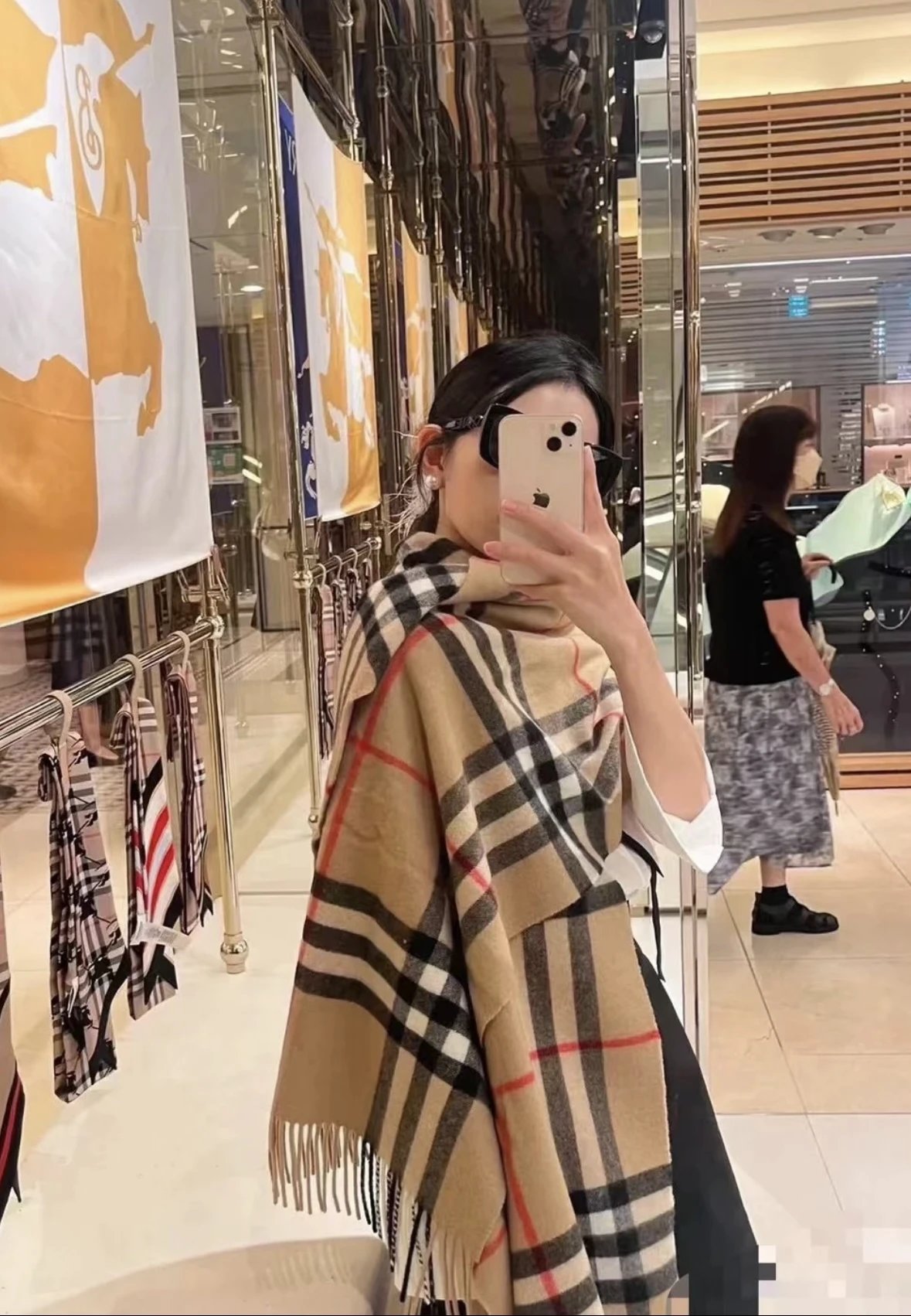 Item ID 8525 BBR Wool and cashmere blend - Striped mesh decorative cashmere scarf f