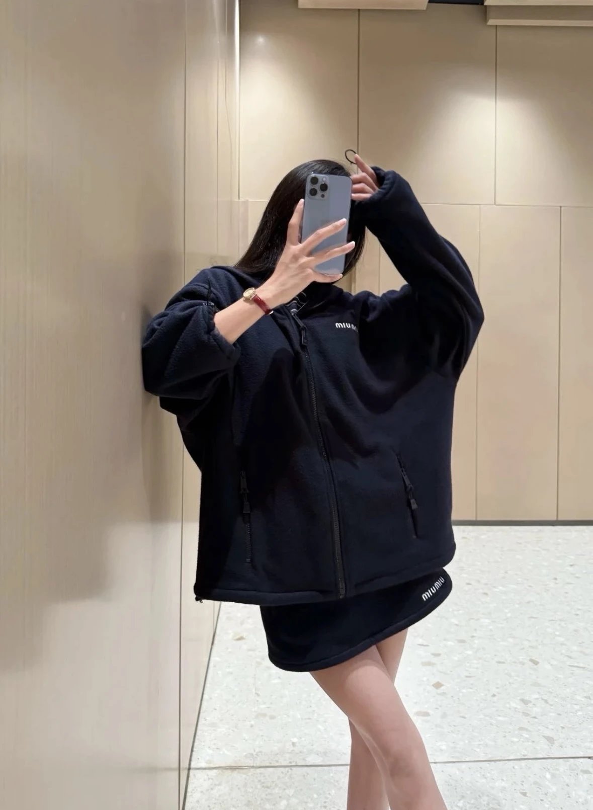 Item ID 8043 Miu Miu FW25 Chinese Valentine's Day cotton logo hooded fleece zipper