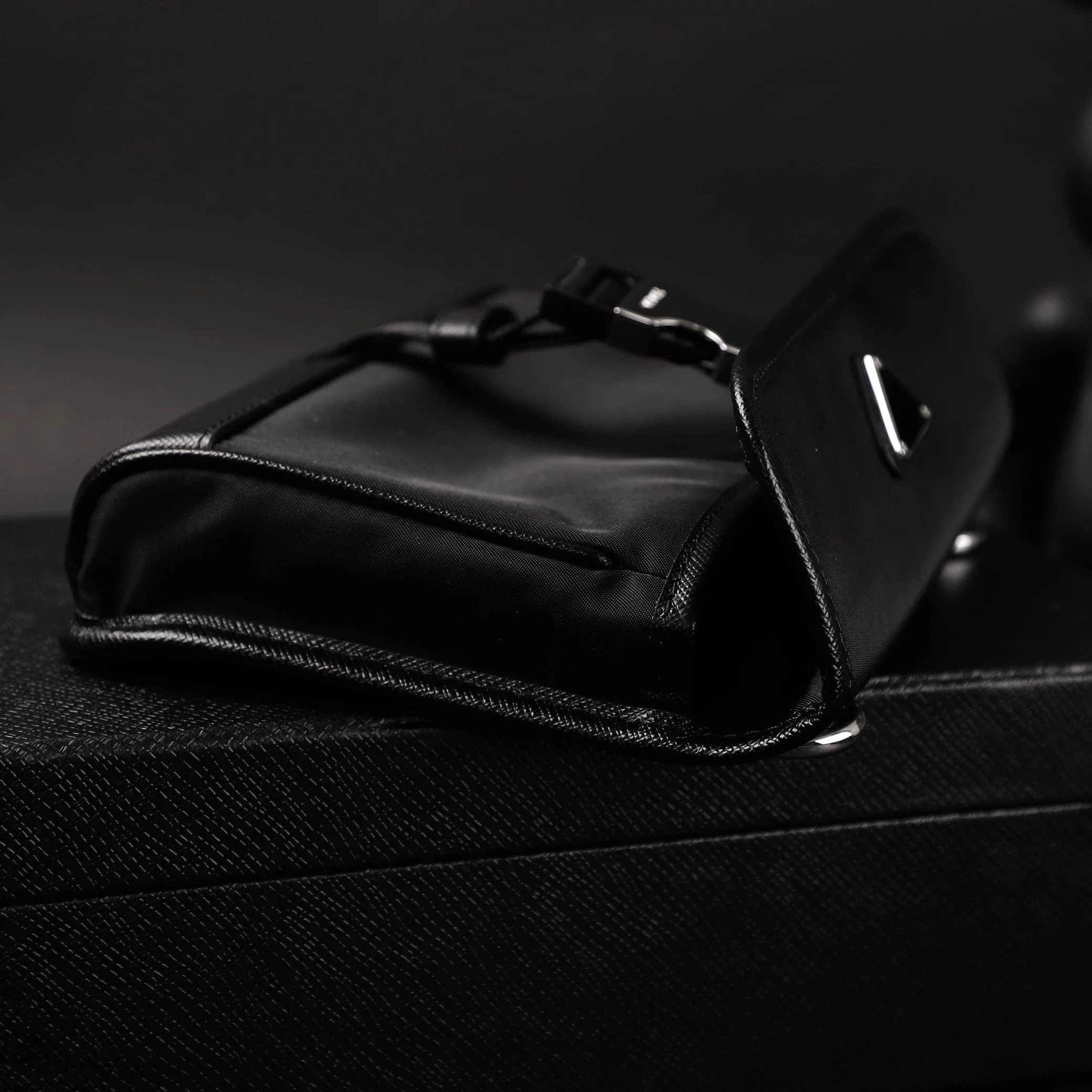 Item ID 8506 Prad Nylon Leather Phone Bag (Tested to hold 2 Max models - with card