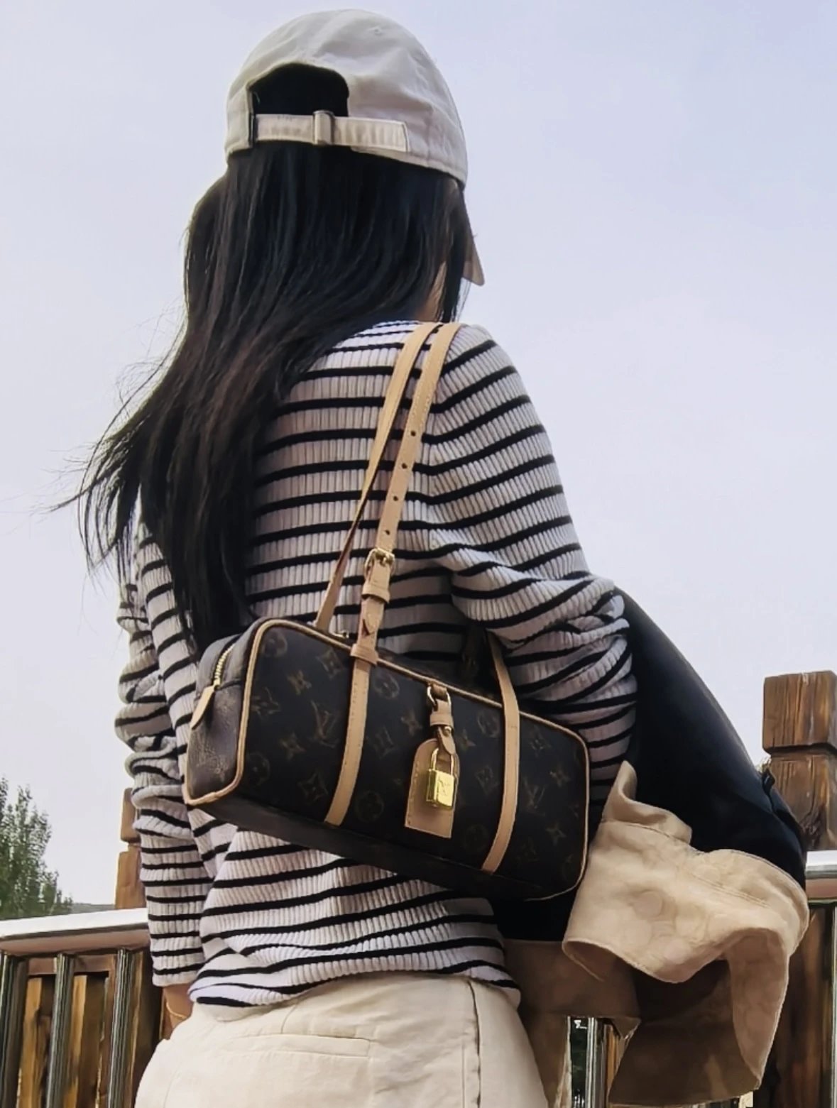 Item ID 8481 HANG-ON- retro classic -Monogram coated canvas - bowling bag handbag -