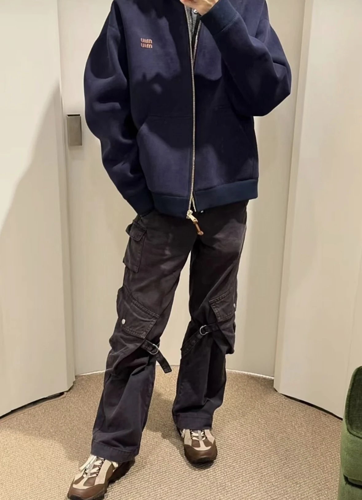 Item ID 8044 Miu Miu SS24- Custom hardware - letter Logo Printed zip hooded long-sl