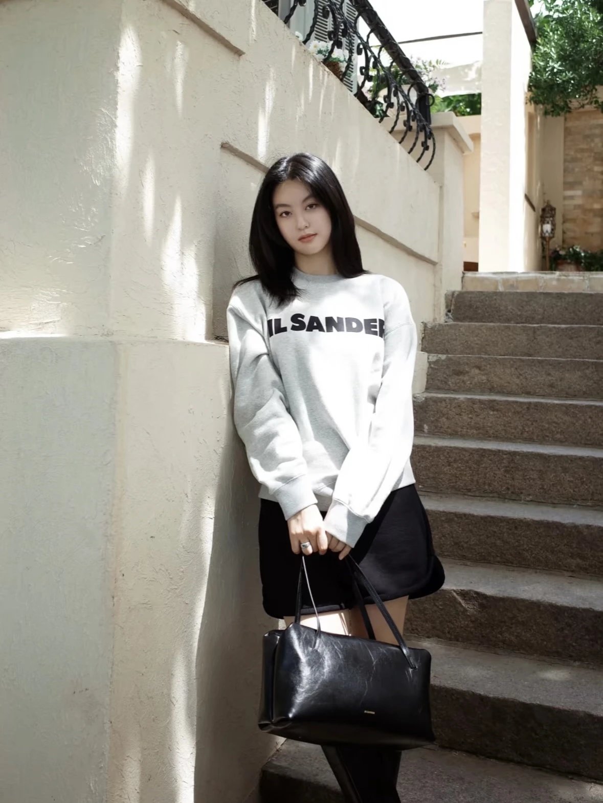 Item ID 8081 JILSANDER-logo printed sweatshirt - Ribbed crew neck loose long sleeve