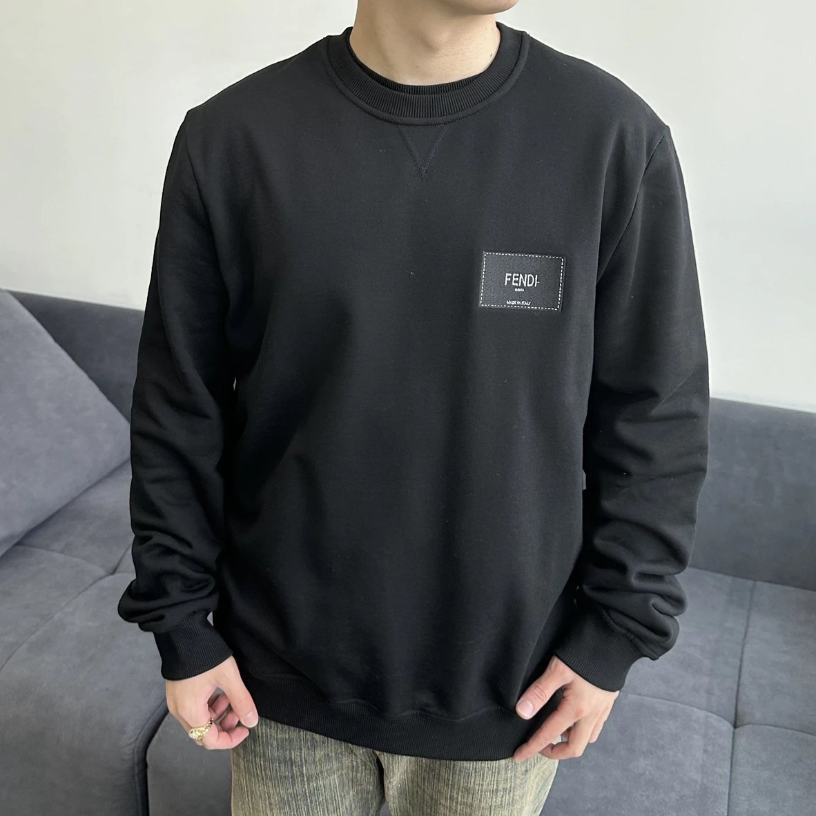 Item ID 8079 Fend1- Fendi -2022ss- Classic crew neck sweatshirt - Fleece design - C