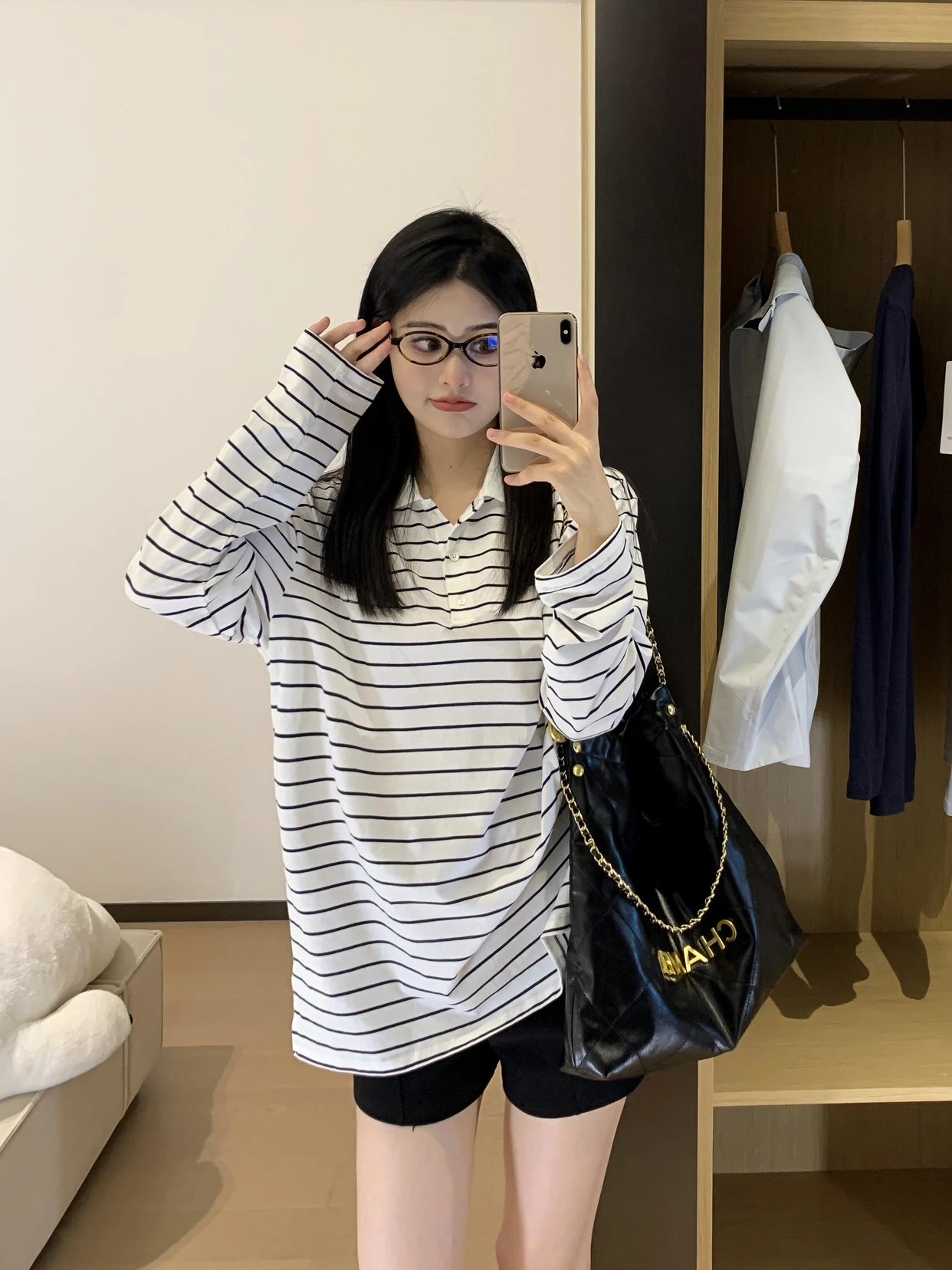 Item ID 8186 M1uM1u- Miu Miu -2024ss- black and white stripes polo shirt - Chest le