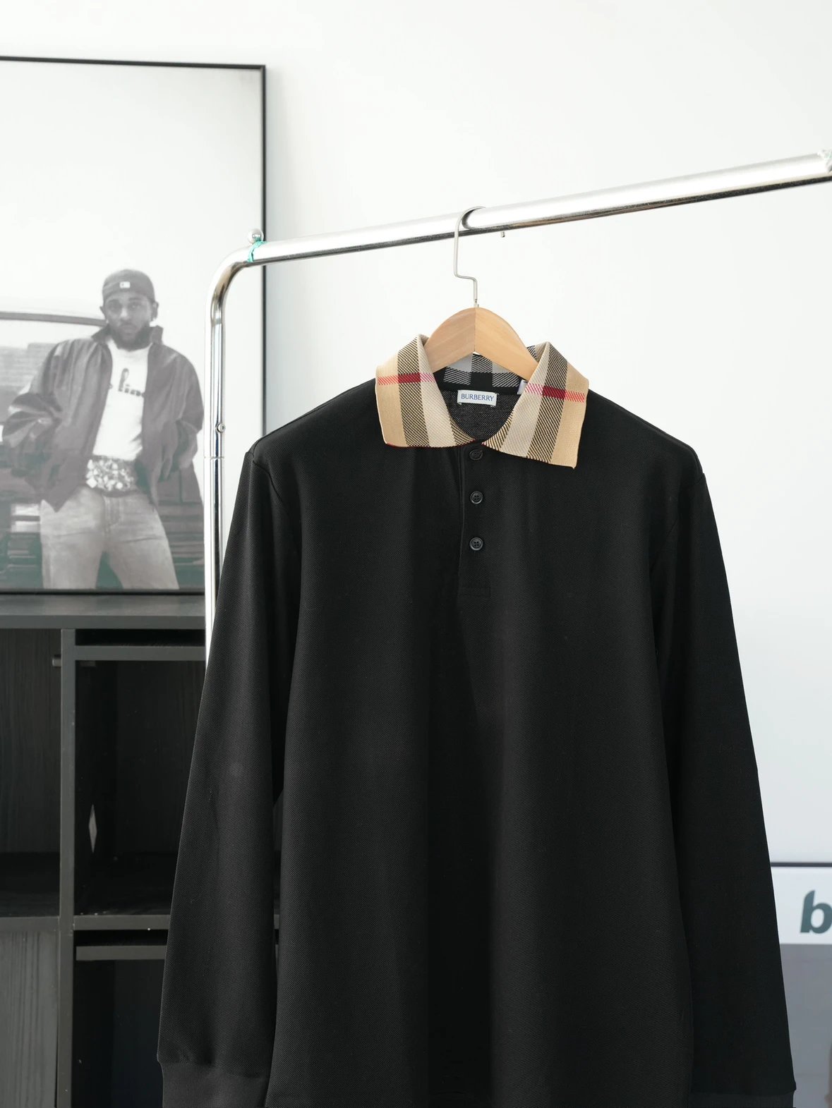 Item ID 8174 BBR-SS24- Solid color ribbed knitted long sleeved polo shirt