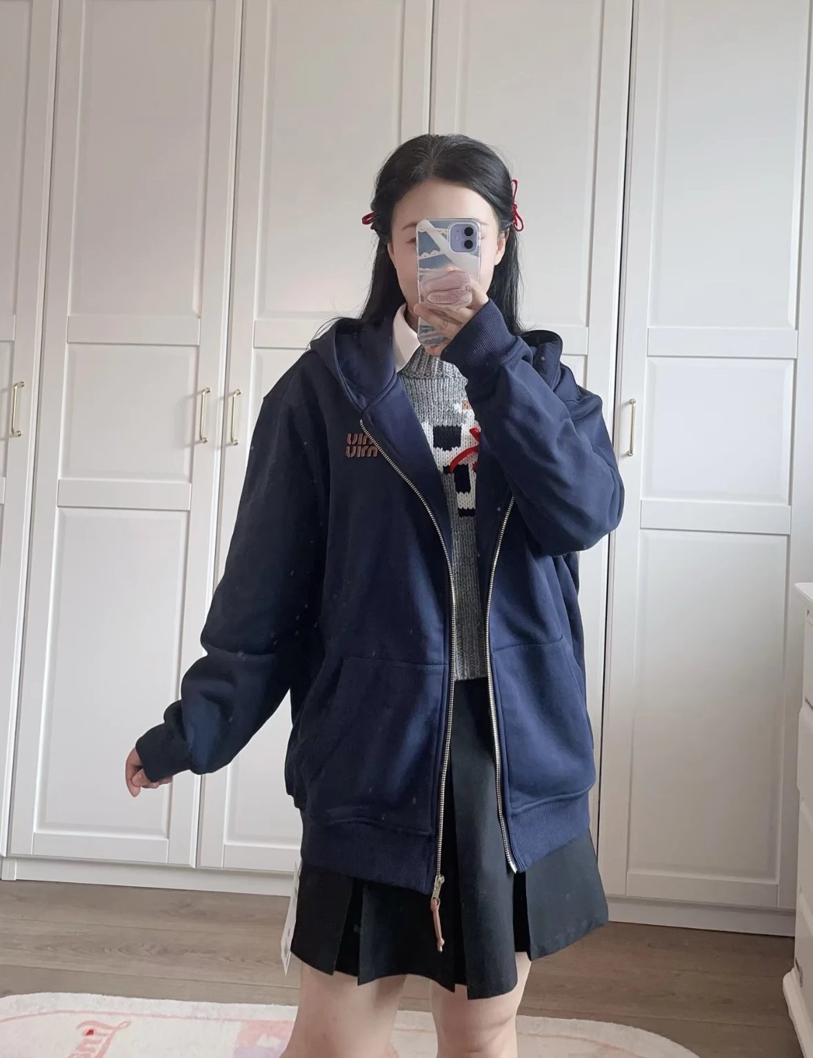 Item ID 8044 Miu Miu SS24- Custom hardware - letter Logo Printed zip hooded long-sl