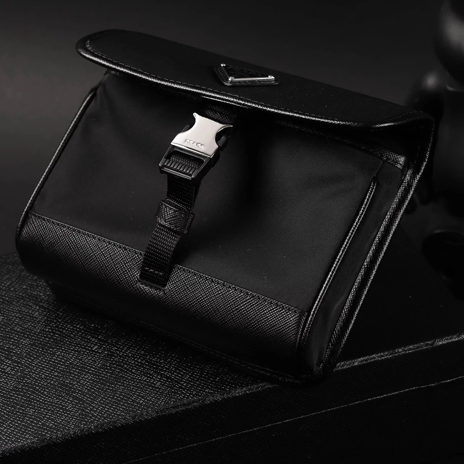 Item ID 8506 Prad Nylon Leather Phone Bag (Tested to hold 2 Max models - with card