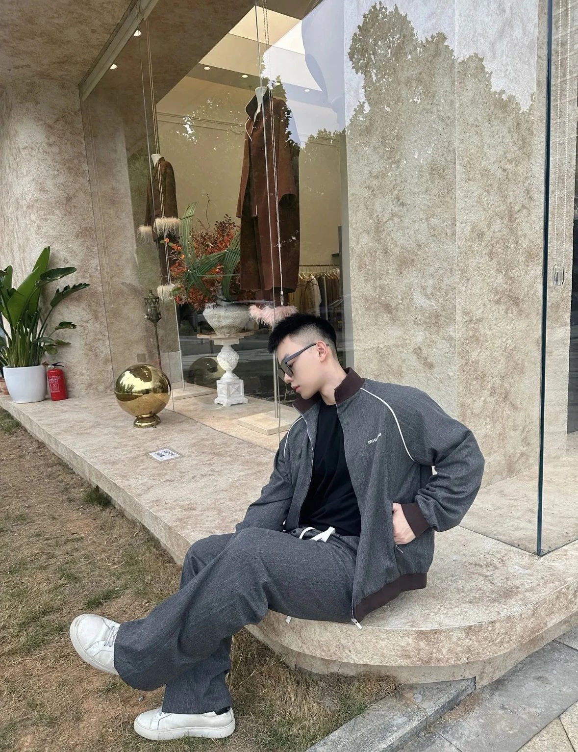 Item ID 8045 Miu Miu “100% cotton wool ”FW25 Qixi series striped zipper stand colla