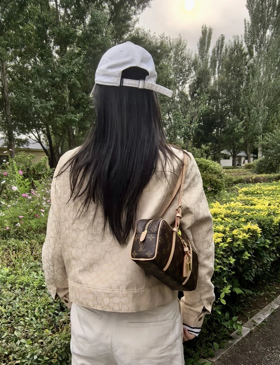 Item ID 8481 HANG-ON- retro classic -Monogram coated canvas - bowling bag handbag -