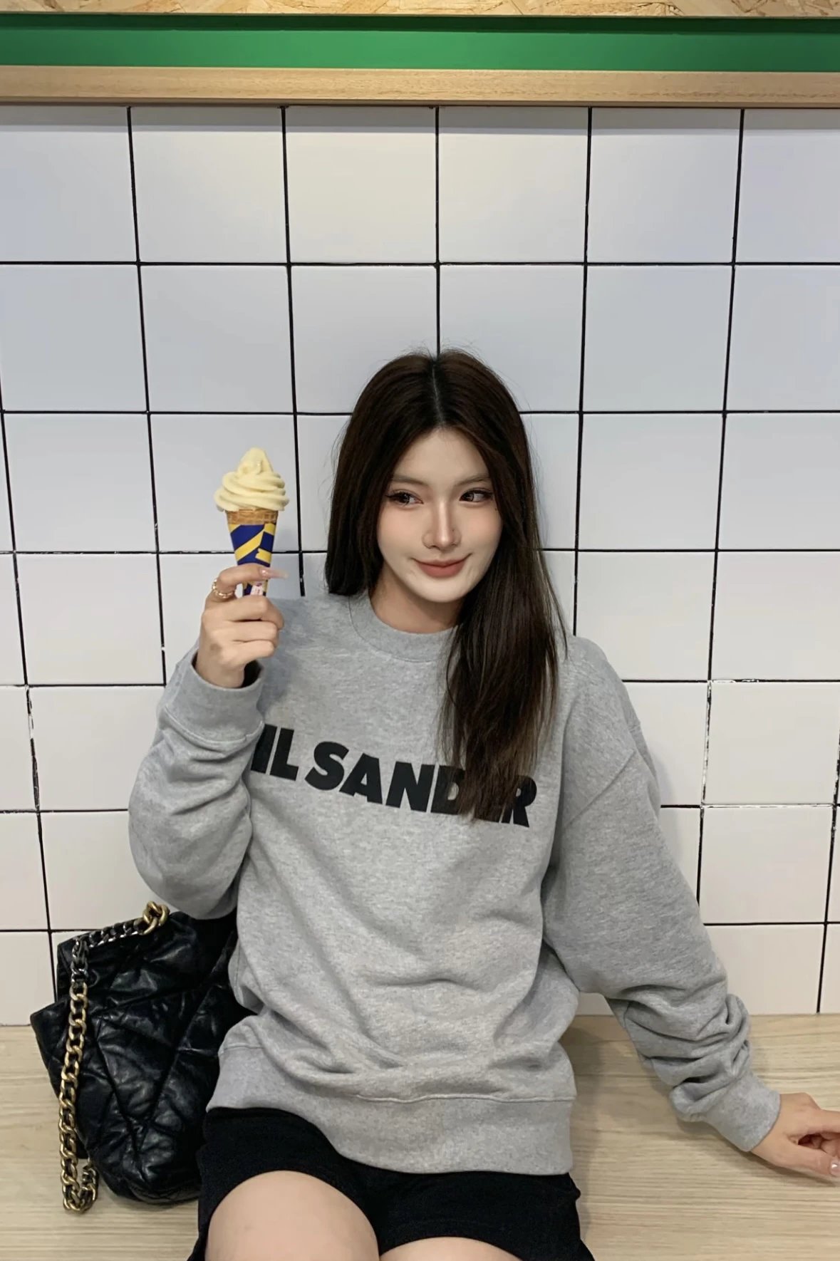 Item ID 8081 JILSANDER-logo printed sweatshirt - Ribbed crew neck loose long sleeve