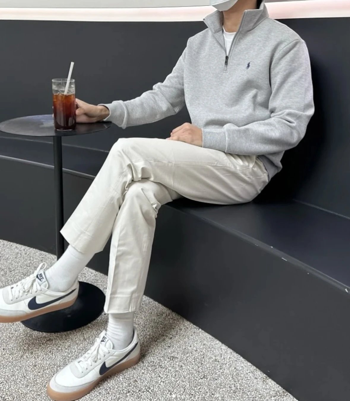 Item ID 8085 Love Pony logo embroidery “ Haute combed cotton ” men's half zip long