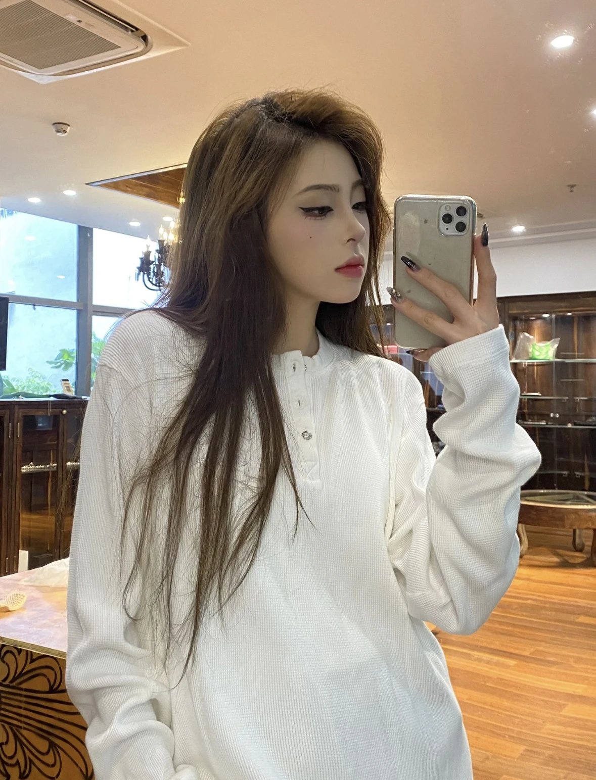 Item ID 8192 【 Pre-sale 15-20 Delivery within 1 day 】 Crow Heart Waffle Long Sleeve