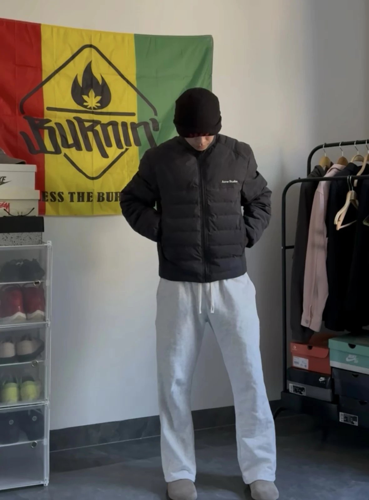 Item ID 8098 Acne SS25 Logo _National Standard 90 White Duck Down_ Solid Color Zipp