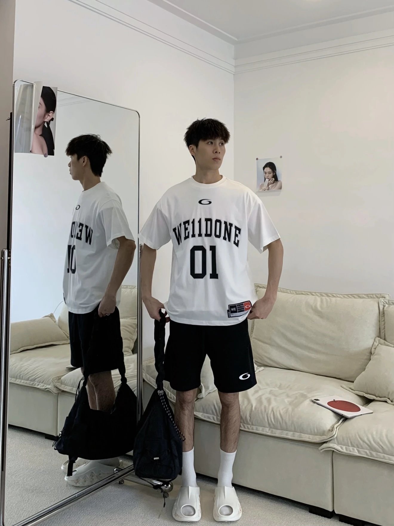 Item ID 8226 Balenci@ga- Paris -2025ss-G letter embroidered shorts - High weight te